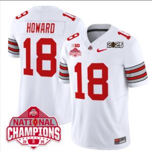 Will Howard Jersey #18 Ohio State 2025 CFP Patch National Champions White