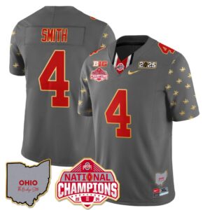 Jeremiah Smith Jersey #4 Ohio State National Champions 2025 Patch Gray
