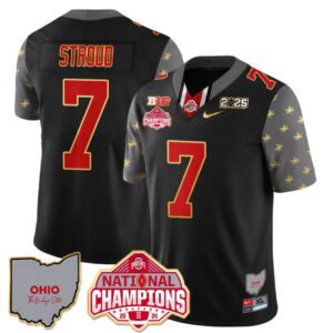 C J Stroud Jersey #7 Ohio State National Champions 2025 Patch Black