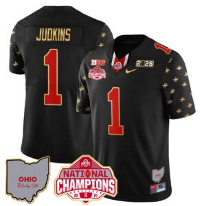 Quinshon Judkins Jersey #1 Ohio State National Champions 2025 Patch Black Limited