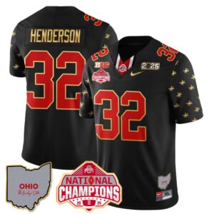 Treveyon Henderson Jersey #32 Ohio National Champions 2025 Patch Black Limited