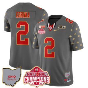 Emeka Egbuka Jersey #2 Ohio State National Champions 2025 Patch Gray