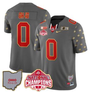 OH-IO Jersey #0 Ohio State National Champions 2025 Patch Gray