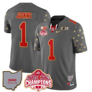 Quinshon Judkins Jersey #1 Ohio State National Champions 2025 Patch Gray