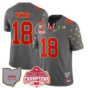 Will Howard Jersey #18 Ohio State National Champions 2025 Patch Gray