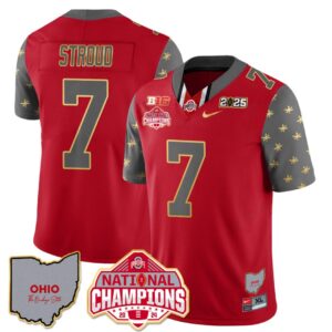 C J Stroud Jersey #7 Ohio State National Champions 2025 Patch Red