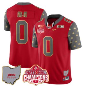 OH-IO Jersey #0 Ohio State National Champions 2025 Patch Red