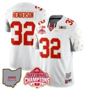 Treveyon Henderson Jersey #32 Ohio National Champions 2025 Patch White Limited