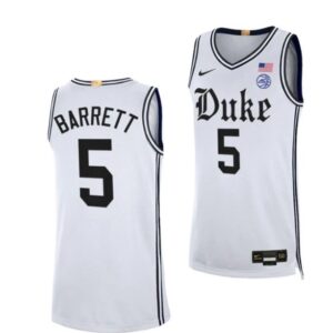 Men's #5 RJ Barrett Jersey Duke Blue Devils College Basketball Jerseys White Cameron