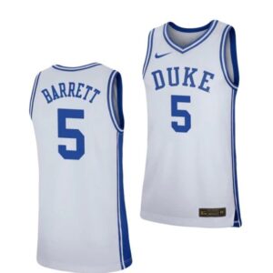 Men's #5 RJ Barrett Jersey Duke Blue Devils College Basketball Jerseys White