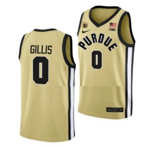 Men's #0 Mason Gillis Jersey Purdue Boilermakers College Basketball Jerseys Gold