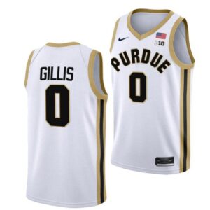 Men's #0 Mason Gillis Jersey Purdue Boilermakers College Basketball Jerseys White
