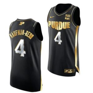 Men's #4 Trey Kaufman Renn Jersey Purdue Boilermakers College Basketball Jerseys Black Golden