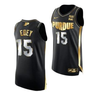 Men's #15 Zach Edey Jersey Purdue Boilermakers College Basketball Jerseys Black Golden