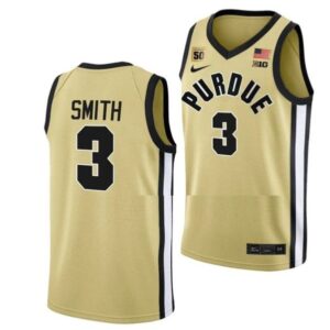 Men's #3 Braden Smith Jersey Purdue Boilermakers College Basketball Jerseys  Gold
