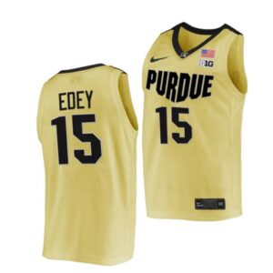 Men's #15 Zach Edey Jersey Purdue Boilermakers College Basketball Jerseys Gold 2022