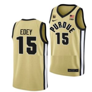 Men's #15 Zach Edey Jersey Purdue Boilermakers College Basketball Jerseys Gold