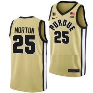 Men's #25 Ethan Morton Jersey Purdue Boilermakers College Basketball Jerseys Gold