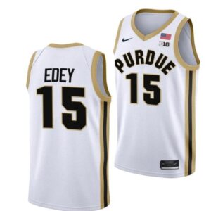Men's #15 Zach Edey Jersey Purdue Boilermakers College Basketball Jerseys White