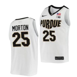 Men's #25 Ethan Morton Jersey Purdue Boilermakers College Basketball Jerseys White 2022