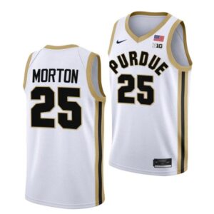 Men's #25 Ethan Morton Jersey Purdue Boilermakers College Basketball Jerseys White