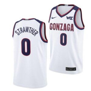 Men's #0 Julian Strawther Jersey Gonzaga Bulldogs College Basketball Jerseys White