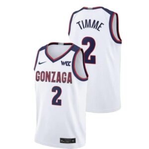 Men's #2 Drew Timme Jersey Gonzaga Bulldogs College Basketball Jerseys White