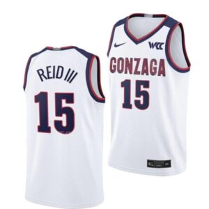 Men's #15 Efton Reid III Jersey Gonzaga Bulldogs College Basketball Jerseys White
