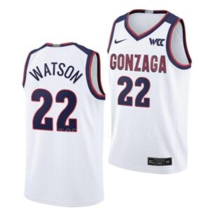 Men's #22 Anton Watson Jersey Gonzaga Bulldogs College Basketball Jerseys White