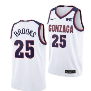 Men's #25 Colby Brooks Jersey Gonzaga Bulldogs College Basketball Jerseys White