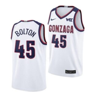 Men's #45 Rasir Bolton Jersey Gonzaga Bulldogs College Basketball Jerseys White