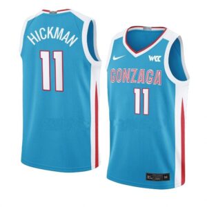 Men's #11 Nolan Hickman Jersey Gonzaga Bulldogs College Basketball Jerseys Blue