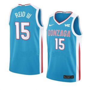 Men's #15 Efton Reid III Jersey Gonzaga Bulldogs College Basketball Jerseys Blue