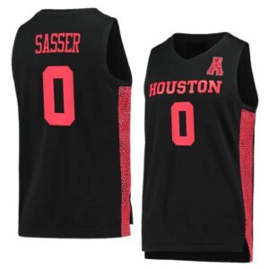 Men's #0 Marcus Sasser Jersey Houston Cougars College Basketball Jerseys Black