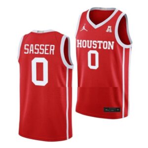 Men's #0 Marcus Sasser Jersey Houston Cougars College Basketball Jerseys Scarlet