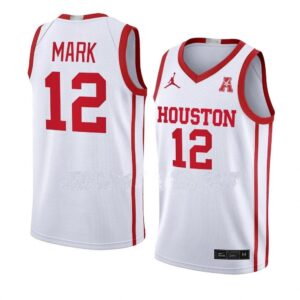 Men's #12 Tramon Mark Jersey Houston Cougars College Basketball Jerseys White