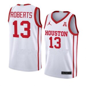 Men's #13 J'Wan Roberts Jersey Houston Cougars College Basketball Jerseys White