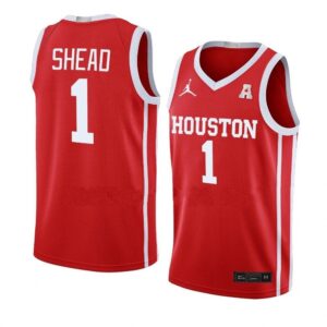 Men's #1 Jamal Shead Jersey Houston Cougars College Basketball Jerseys Red