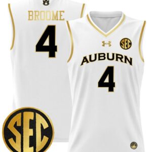 Johni Broome Jersey #4 Auburn Tigers 2024 Lightweight Basketball White Gold