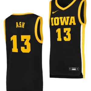 Austin Ash Jersey Iowa Hawkeyes College Basketball Black Swingman #13