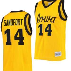 Pryce Sandfort Jersey Iowa Hawkeyes College Basketball Gold #14