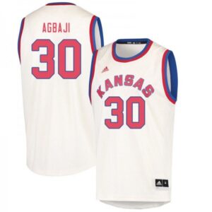 Men Kansas Jayhawks #30 Ochai Agbaji Jersey Cream Embroidery College Basketball Jerseys