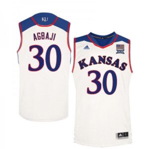 Men Kansas Jayhawks #30 Ochai Agbaji Jersey White College Basketball Jerseys