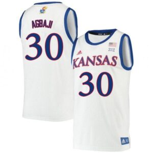 Men Kansas Jayhawks #30 Ochai Agbaji Jersey White University College Basketball Jerseys
