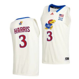 Men's #3 Dajuan Harris Jr Jersey Kansas Jayhawks College Basketball Jerseys Cream 2021