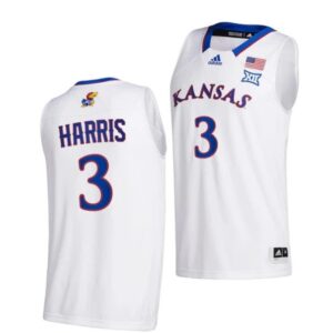 Men's #3 Dajuan Harris Jr Jersey Kansas Jayhawks College Basketball Jerseys White 2021