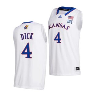 Men's #4 Gradey Dick Jersey Kansas Jayhawks College Basketball Jerseys White 2022