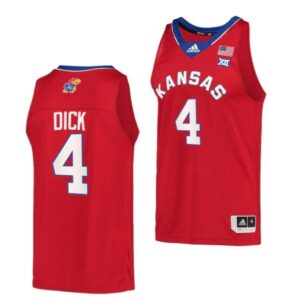 Men's #4 Gradey Dick Jersey Kansas Jayhawks College Basketball Jerseys Red Retro