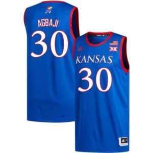 Men Kansas Jayhawks #30 Ochai Agbaji Jersey Royal Embroidery College Basketball Jerseys