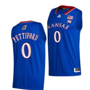 Men's #0 Bobby Pettiford Jr Jersey Kansas Jayhawks College Basketball Jerseys Blue 2022